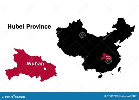 Map of Province of China Hubei with Designation of Capital Wuhan Stock ...