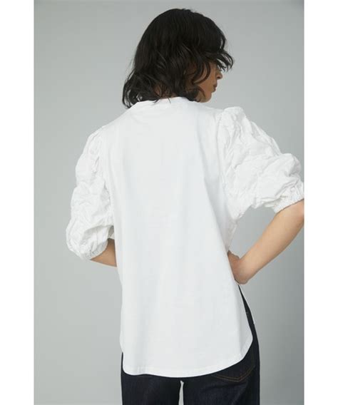 Herincye（ヘリンドットサイ）の「shirring Volume Sleeve Tee ｼｬｰﾘﾝｸﾞ ﾎﾞﾘｭｰﾑ ｽﾘｰﾌﾞ