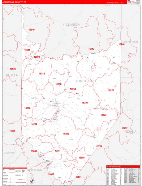 Armstrong County Pa Zip Code Wall Map Red Line Style By Marketmaps Mapsales