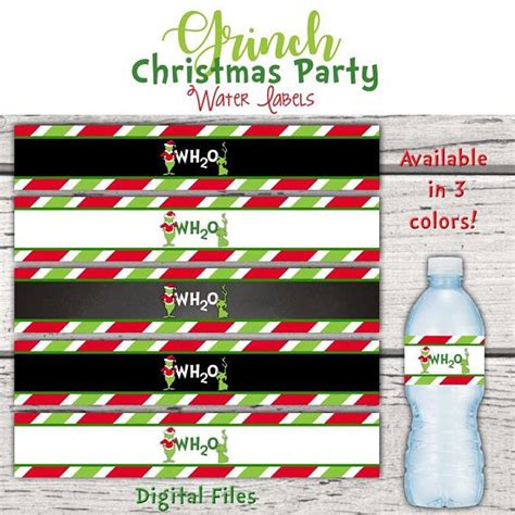 Grinch Christmas Party Water Bottle Labels Grinchmas Who Water Party School Christmas Party