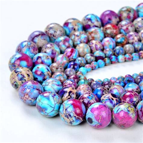 Purple Blue Sea Sediment Imperial Jasper Beads Natural Grade Etsy