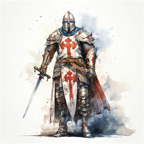 Premium AI Image | Crusader Medieval watercolor fantasy