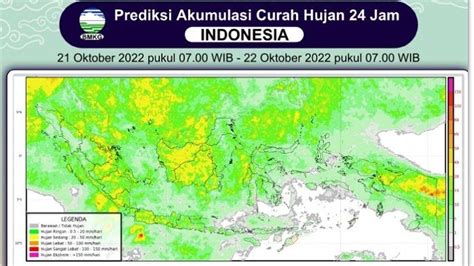 Prakiraan Hujan Wilayah Indonesia Jumat 21 Oktober 2022 BMKG Aceh