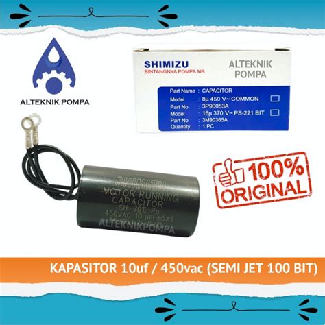 Jual KAPASITOR 10uf 450 Vac ORIGINAL SHIMIZU SEMI JET 100 BIT