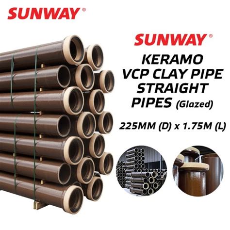 Sunway Keramo Vitrified Clay Pipes Vcp Straight Pipe 225mm Dia X 1