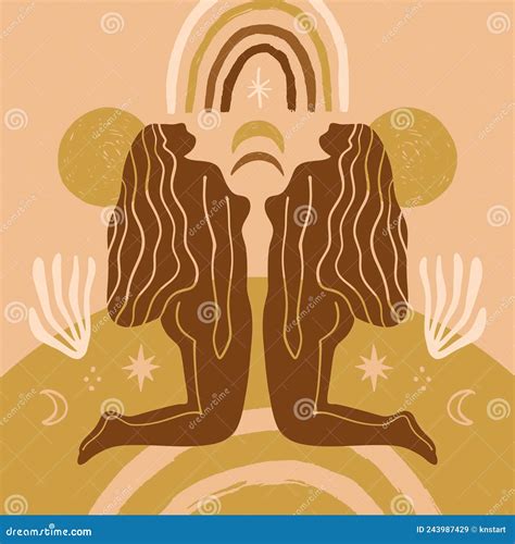 Boho Sacred Magic Meditating Woman Vector Illustration Stock Vector