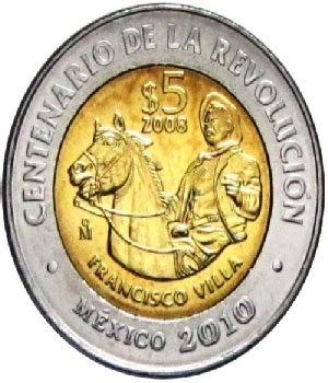 Francisco Villa Moneda De 5 Pesos Centenario De La Revolucion Mexicana