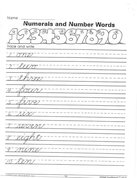 Traditional Cursive - Numerals and Number Words | Cursive writing ...