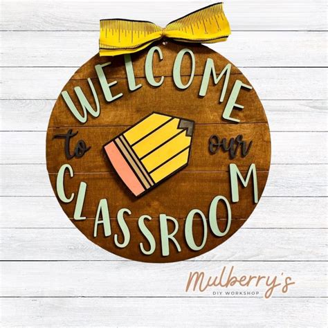 Welcome Classroom 18 Door Hanger With Pencil Insert Mulberrys Diy