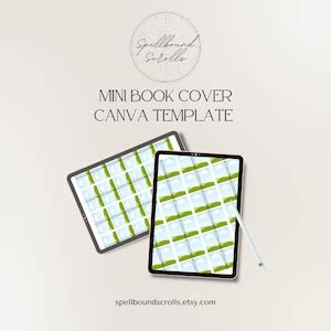 Mini Book Cover Canva Template Drag Drop Etsy