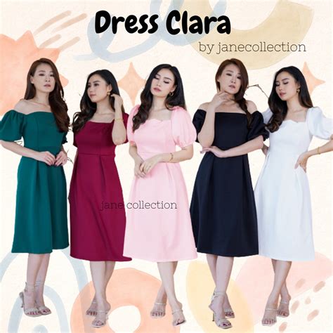 Jual Jane Collection Midi Dress Hitam Kasual Lengan Balon Bisa