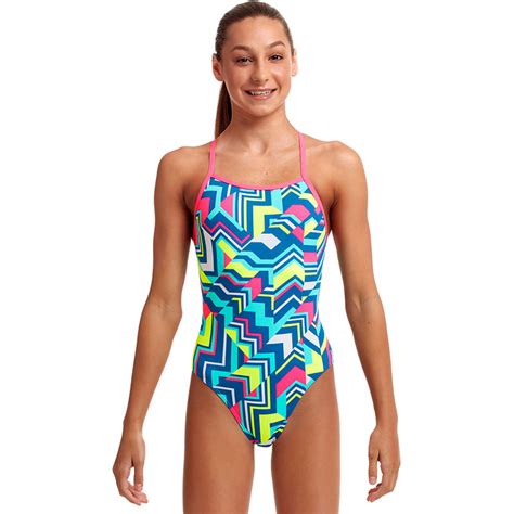 Funkita Cut Lines Girls Tie Me Tight One Piece Aqua Swim Supplies