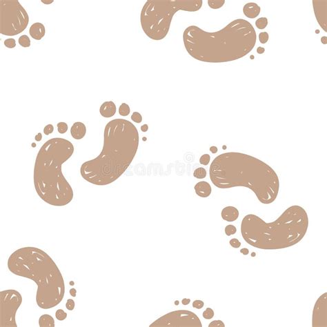 Hand Drawn Pattern Of Footprints On A White Background Perfect For