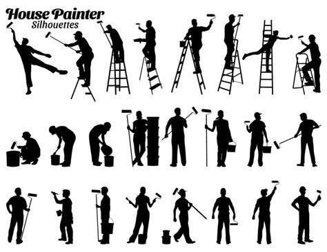 House painter silhouette vector illustration set 23820113 Vector Art at Vecteezy