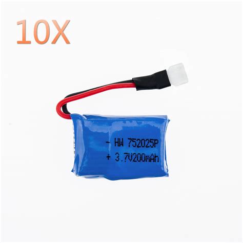 OJAX 10pcs 3 7V 200mAh Drone Rechargeable Lipo Battery 752025P For RC