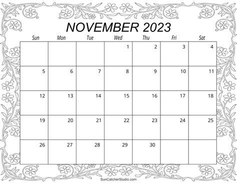 November Calendar Free Printable Diy Projects Patterns