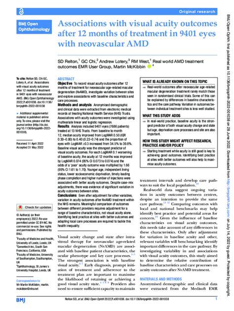 Fillable Online Eprints Whiterose Ac Associations With Visual Acuity