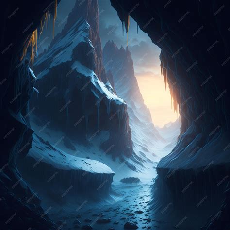 Premium AI Image | Beautiful ice cave illustration