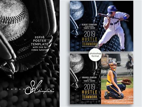 Baseball Template Photoshop Template Collage Sports Poster Etsy España