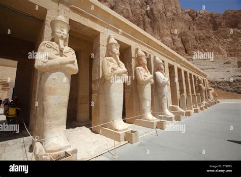 Osirian Statues At Hatshepsuts Temple At Deir El Bahari On The West