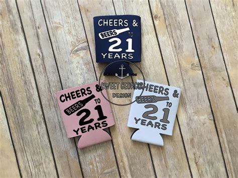 Cheers And Beers To 21 Years 21st Birthday Can Coolers Etsy