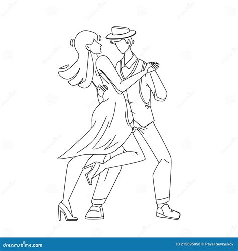 Salsa Dancing Performing Dancers Couple Vector Illustration Stock