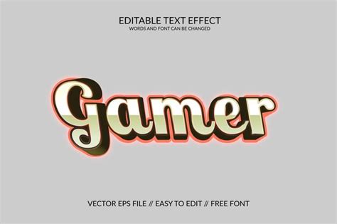 Modèle d effet de texte Eps vectoriel entièrement modifiable Gamer 3D