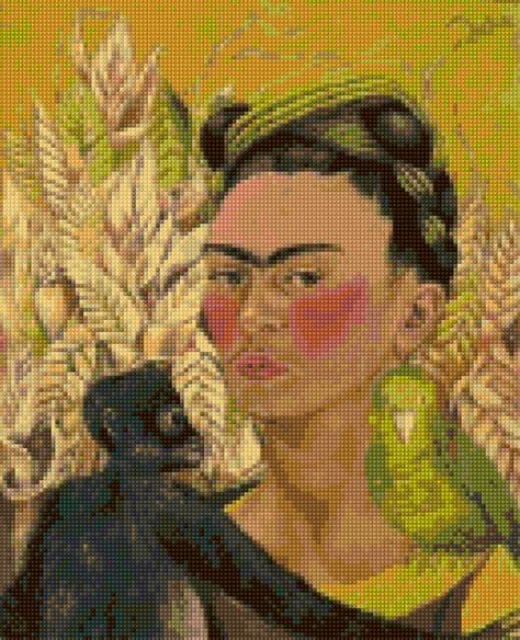 Frida Kahlo Self Portrait Monkey And Bird Cross Etsy Espa A