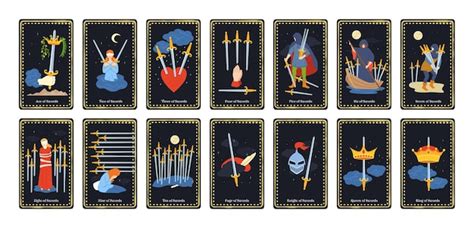 Premium Vector Minor Arcana Swords Tarot Cards Occult King Queen