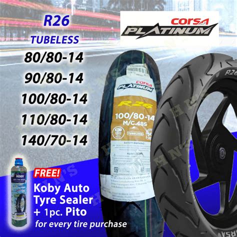 CORSA R26 Platinum RIM 14 Tubeless Tires 80 80 14 90 80 14 100 80