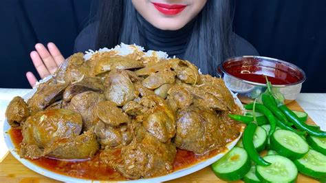 Asmr Eating Spicy Chicken Liver Curry With White Rice Chicken Curry