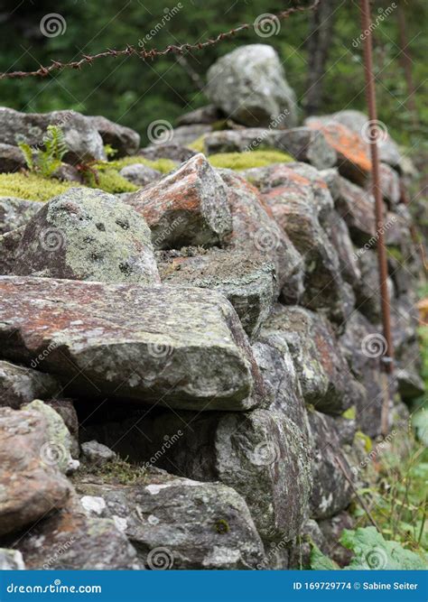 Natural Stone Fence On Mountain Pasture Stock Photo Image Of Outside