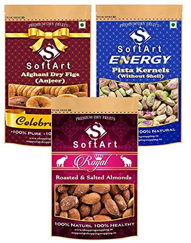 SoftArt Dry Fruits Combo Of Afghani Figs Anjeer Pista Kernels Without