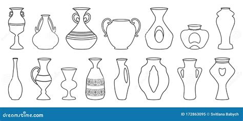 Vase For Flower Outline Vector Illustration On White Background