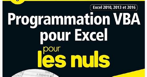 Programmation VBA Pour Excel 2010 2016 Et 2021 Pour Les Nuls French