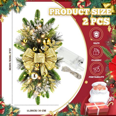 Pack Christmas Artificial Swags Xmas The Cordless Prelit Stairway