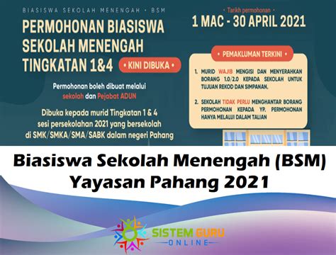 Official Biasiswa Sekolah Menengah BSM Yayasan Pahang 2021