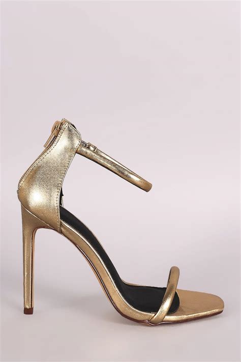 Liliana Metallic Double Strap Open Toe Stiletto Heel