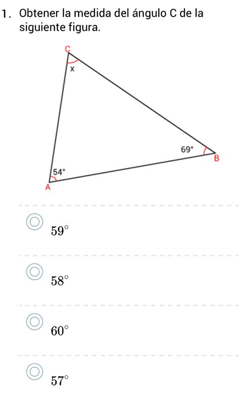 Solved 1 Obtener La Medida Del ángulo C De La Siguiente Figura 59