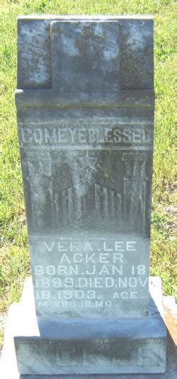 Vera Lee Acker M Morial Find A Grave