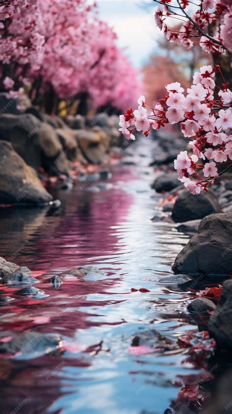 Premium AI Image | wallpaper of cherry blossom scenery