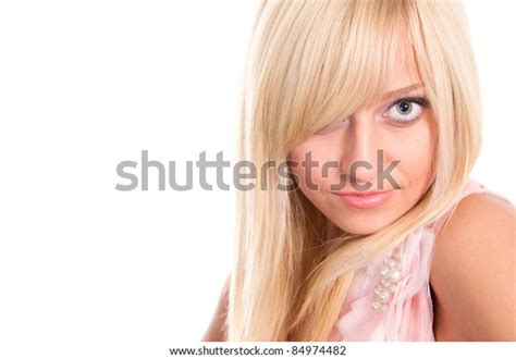 Cute Blonde Posing On White Background Stock Photo Shutterstock