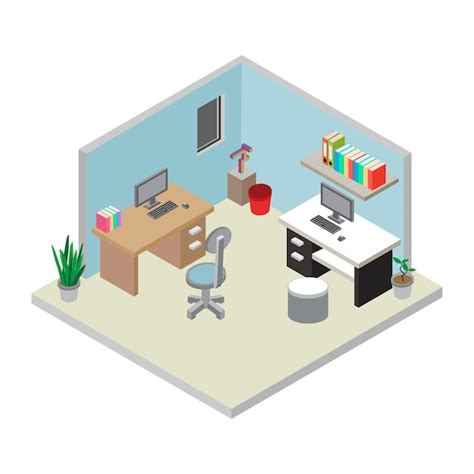 Premium Vector Isometric Office Workplace Illustration