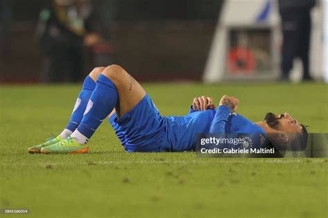 Francesco Caputo of Empoli FC sits injured during the Serie A TIM ...