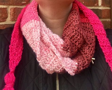 Crochet Triangle Pink Scarf With Tassels Etsy