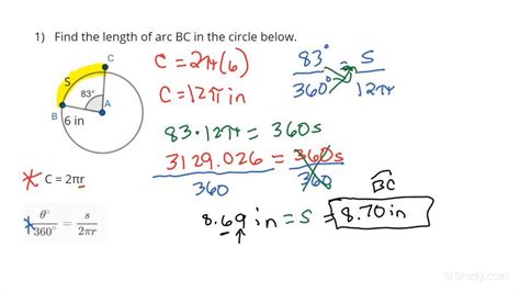 How to Find Arc Length from Subtended Angle | Geometry | Study.com