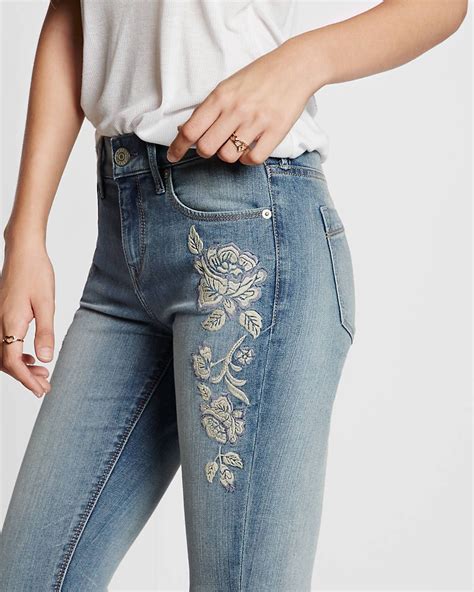 Mid Rise Embroidered Jean Legging Embellished Jeans Embroidered Jeans Embroidery Jeans