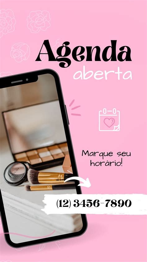 Agenda Aberta Template Gratuito No Canva An Ncios De Maquiagem