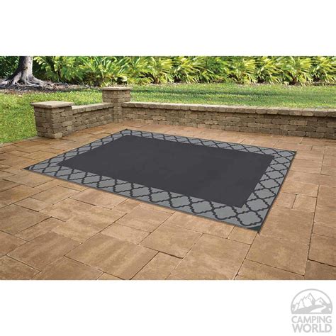 Patio Mat, Polypropylene, Trellis Design, 9’x12’, Black/Grey - Direcsource Ltd 100946 - Patio ...