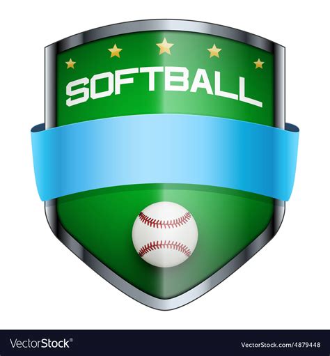 Softball Shield Badge Royalty Free Vector Image